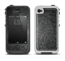 The Black & Gray Dark Lace Floral Apple iPhone 4-4s LifeProof Fre Case Skin Set