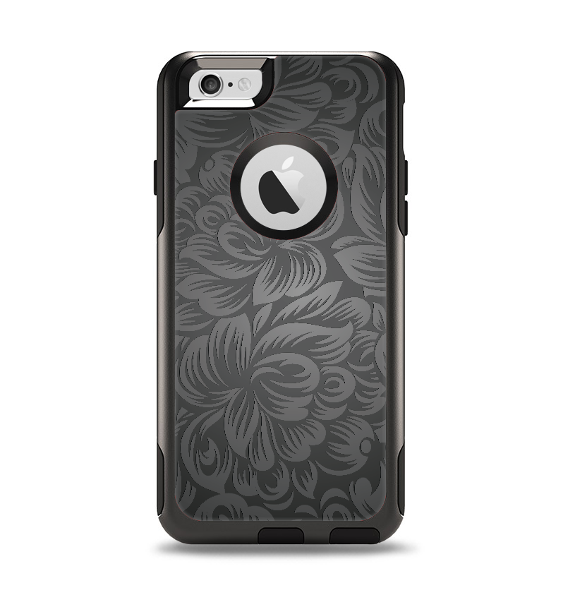 The Black & Gray Dark Lace Floral Apple iPhone 6 Otterbox Commuter Case Skin Set