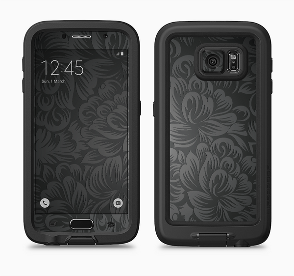 The Black & Gray Dark Lace Floral Full Body Samsung Galaxy S6 LifeProof Fre Case Skin Kit