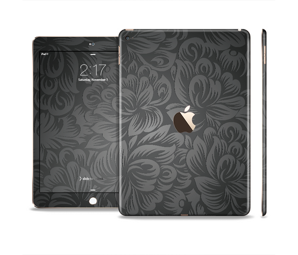 The Black & Gray Dark Lace Floral Skin Set for the Apple iPad Air 2