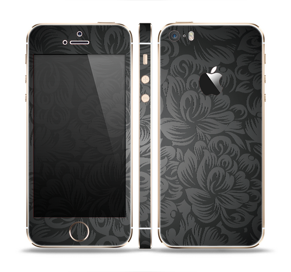 The Black & Gray Dark Lace Floral Skin Set for the Apple iPhone 5s