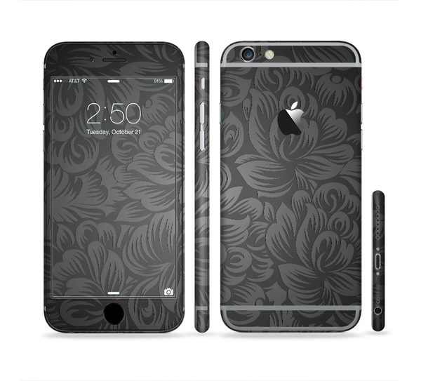 The Black & Gray Dark Lace Floral Sectioned Skin Series for the Apple iPhone 6 Plus
