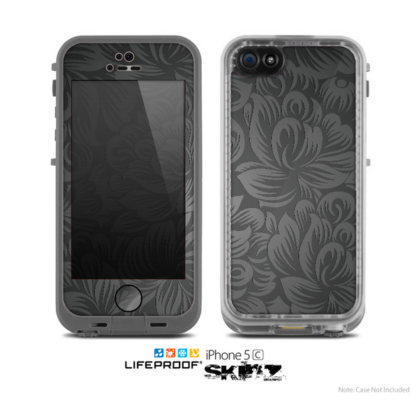 The Black & Gray Dark Lace Floral Skin for the Apple iPhone 5c LifeProof Case