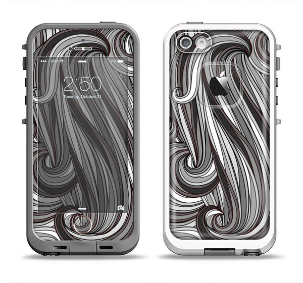 The Black & Gray Monochrome Pattern Apple iPhone 5-5s LifeProof Fre Case Skin Set