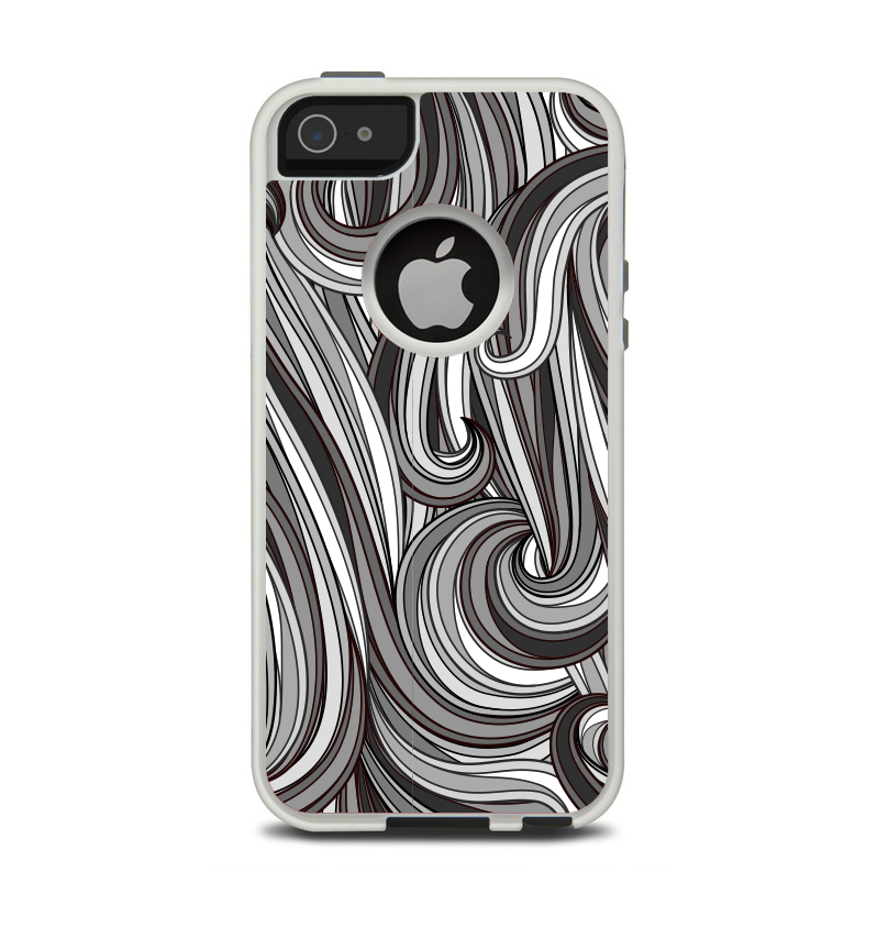 The Black & Gray Monochrome Pattern Apple iPhone 5-5s Otterbox Commuter Case Skin Set