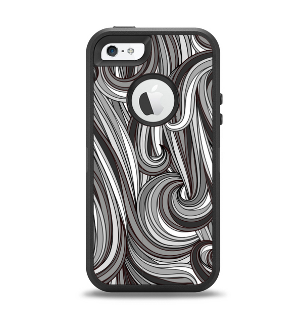 The Black & Gray Monochrome Pattern Apple iPhone 5-5s Otterbox Defender Case Skin Set