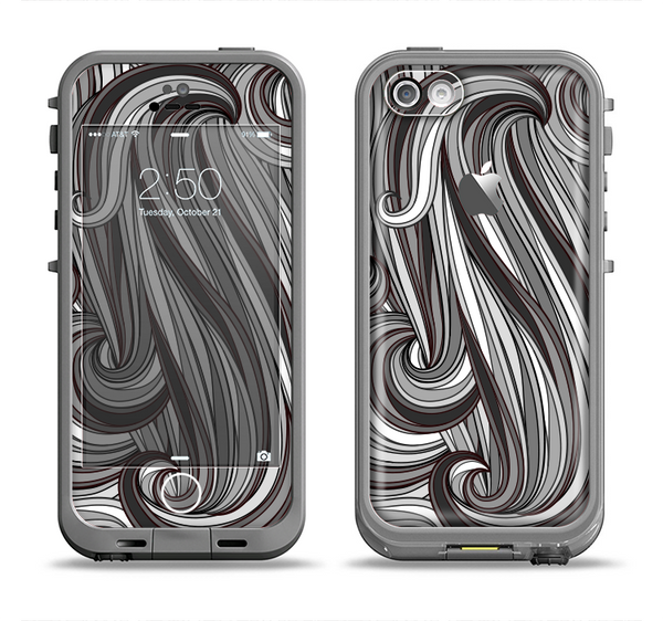 The Black & Gray Monochrome Pattern Apple iPhone 5c LifeProof Fre Case Skin Set