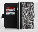 The Black & Gray Monochrome Pattern Ink-Fuzed Leather Folding Wallet Credit-Card Case for the Apple iPhone 6/6s, 6/6s Plus, 5/5s and 5c