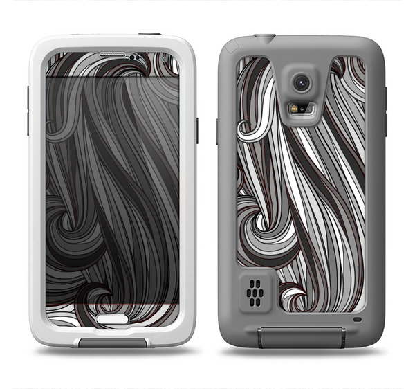 The Black & Gray Monochrome Pattern Samsung Galaxy S5 LifeProof Fre Case Skin Set