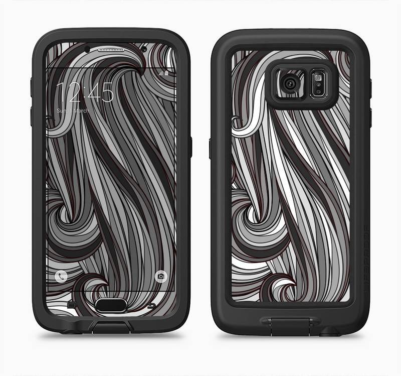 The Black & Gray Monochrome Pattern Full Body Samsung Galaxy S6 LifeProof Fre Case Skin Kit