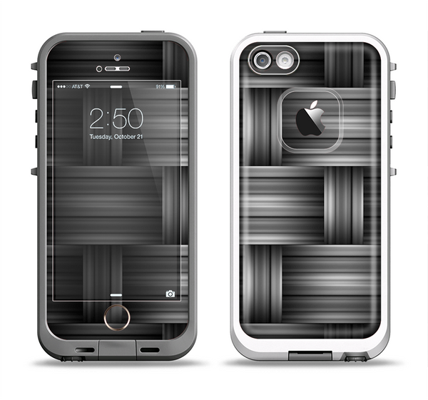 The Black & Gray Woven HD Pattern Apple iPhone 5-5s LifeProof Fre Case Skin Set