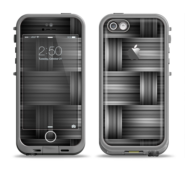 The Black & Gray Woven HD Pattern Apple iPhone 5c LifeProof Fre Case Skin Set