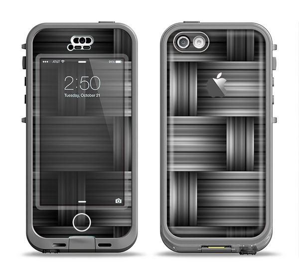 The Black & Gray Woven HD Pattern Apple iPhone 5c LifeProof Nuud Case Skin Set