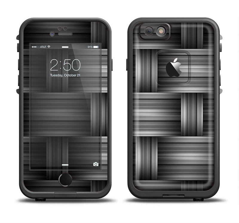 The Black & Gray Woven HD Pattern Apple iPhone 6/6s Plus LifeProof Fre Case Skin Set