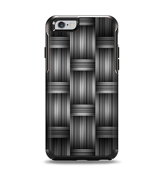 The Black & Gray Woven HD Pattern Apple iPhone 6 Otterbox Symmetry Case Skin Set