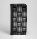 The Black & Gray Woven HD Pattern Ink-Fuzed Leather Folding Wallet Case for the iPhone 6/6s, 6/6s Plus, 5/5s and 5c
