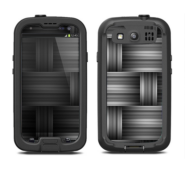 The Black & Gray Woven HD Pattern Samsung Galaxy S3 LifeProof Fre Case Skin Set