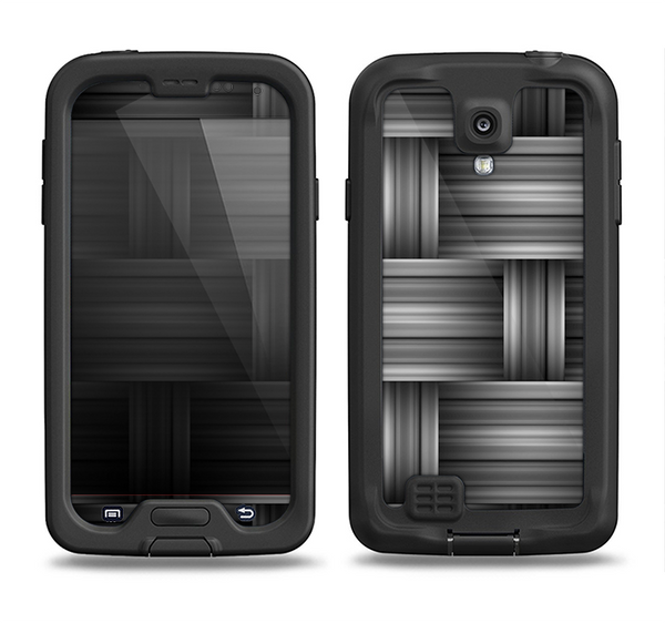 The Black & Gray Woven HD Pattern Samsung Galaxy S4 LifeProof Fre Case Skin Set