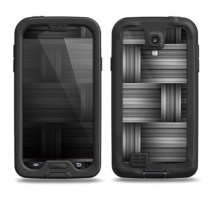 The Black & Gray Woven HD Pattern Samsung Galaxy S4 LifeProof Fre Case Skin Set