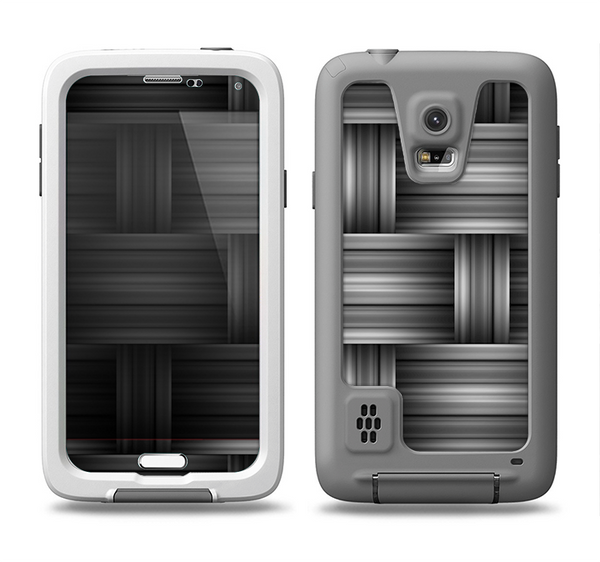 The Black & Gray Woven HD Pattern Samsung Galaxy S5 LifeProof Fre Case Skin Set