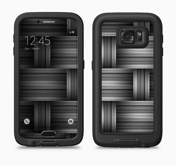 The Black & Gray Woven HD Pattern Full Body Samsung Galaxy S6 LifeProof Fre Case Skin Kit