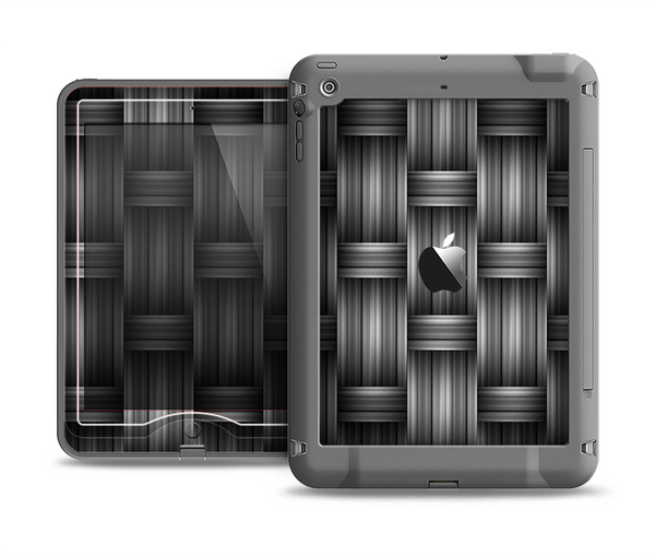 The Black & Gray Woven HD Pattern Apple iPad Mini LifeProof Nuud Case Skin Set