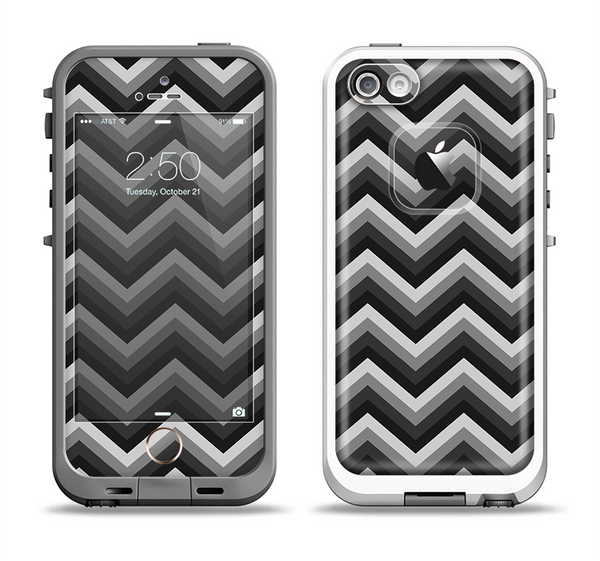 The Black Grayscale Layered Chevron Apple iPhone 5-5s LifeProof Fre Case Skin Set