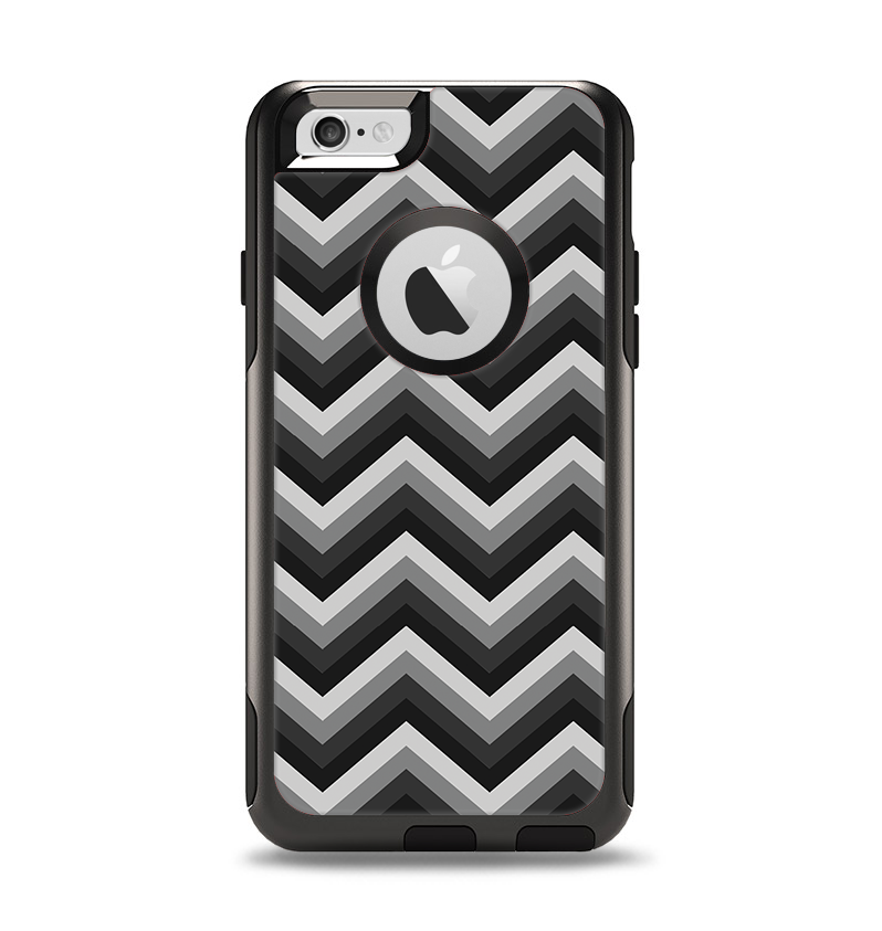 The Black Grayscale Layered Chevron Apple iPhone 6 Otterbox Commuter Case Skin Set