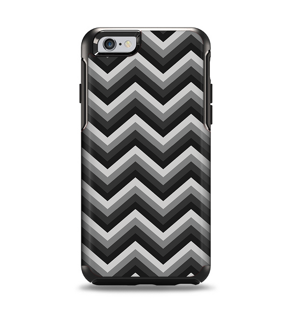 The Black Grayscale Layered Chevron Apple iPhone 6 Otterbox Symmetry Case Skin Set