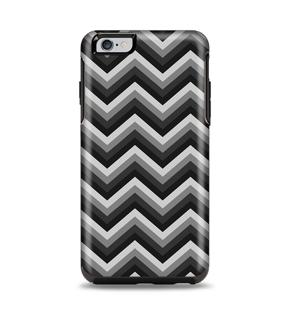 The Black Grayscale Layered Chevron Apple iPhone 6 Plus Otterbox Symmetry Case Skin Set