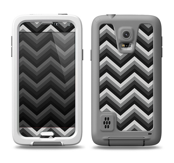 The Black Grayscale Layered Chevron Samsung Galaxy S5 LifeProof Fre Case Skin Set
