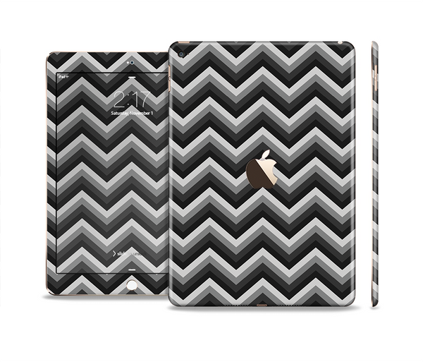 The Black Grayscale Layered Chevron Skin Set for the Apple iPad Pro