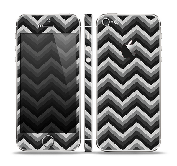 The Black Grayscale Layered Chevron Skin Set for the Apple iPhone 5