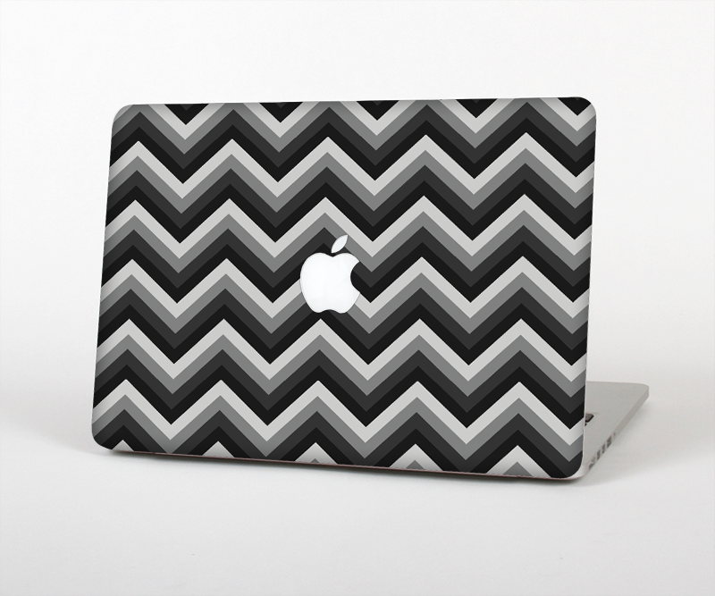 The Black Grayscale Layered Chevron Skin Set for the Apple MacBook Air 11"
