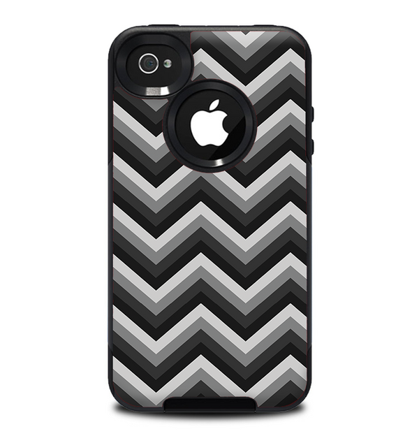 The Black Grayscale Layered Chevron Skin for the iPhone 4-4s OtterBox Commuter Case