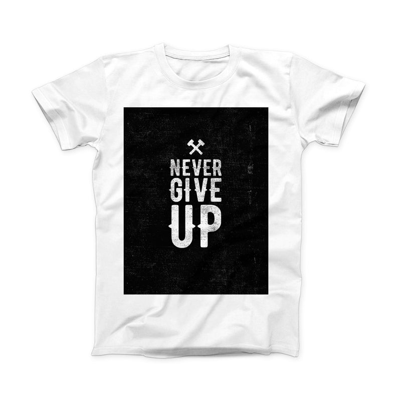The Black Hammered Never Give Up ink-Fuzed Front Spot Graphic Unisex S ...