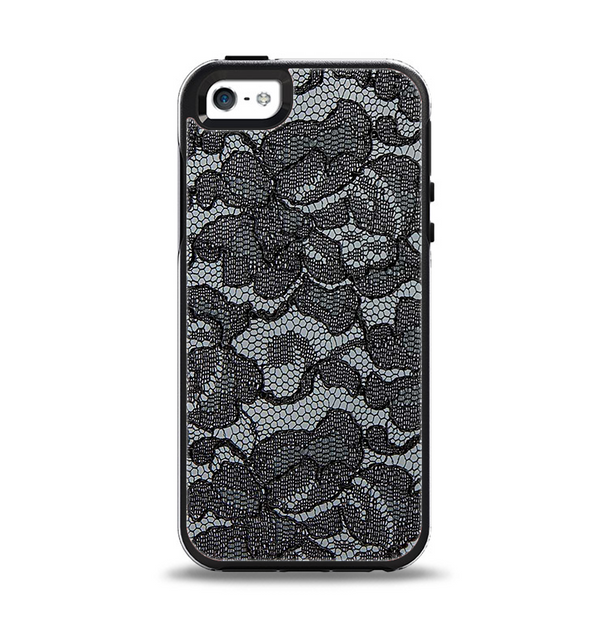 The Black Lace Texture Apple iPhone 5-5s Otterbox Symmetry Case Skin Set