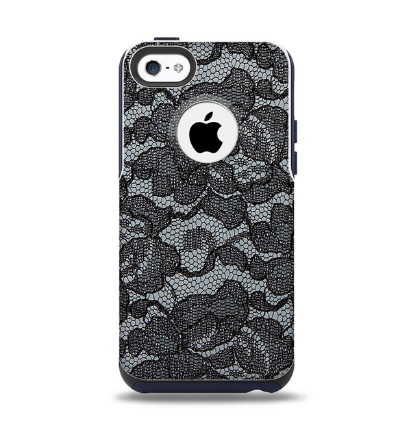 The Black Lace Texture Apple iPhone 5c Otterbox Commuter Case Skin Set