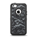 The Black Lace Texture Apple iPhone 5c Otterbox Defender Case Skin Set