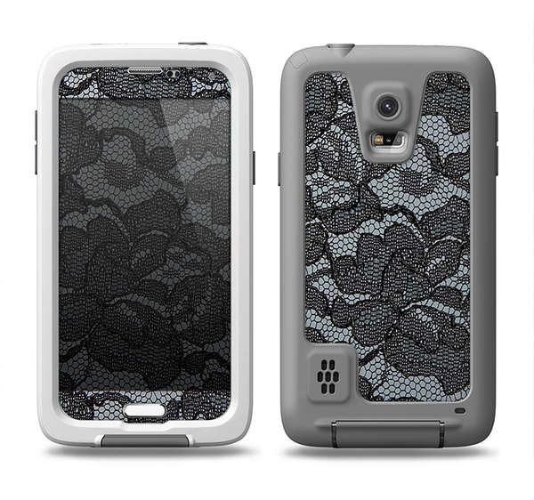 The Black Lace Texture Samsung Galaxy S5 LifeProof Fre Case Skin Set