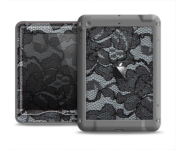 The Black Lace Texture Apple iPad Mini LifeProof Nuud Case Skin Set
