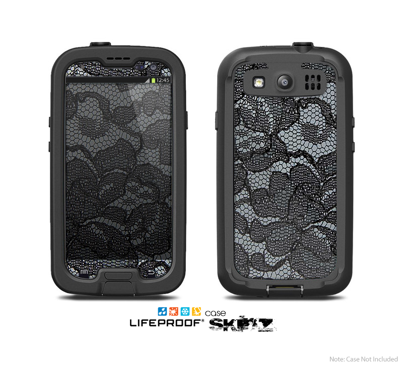 The Black Lace texture Skin For The Samsung Galaxy S3 LifeProof Case