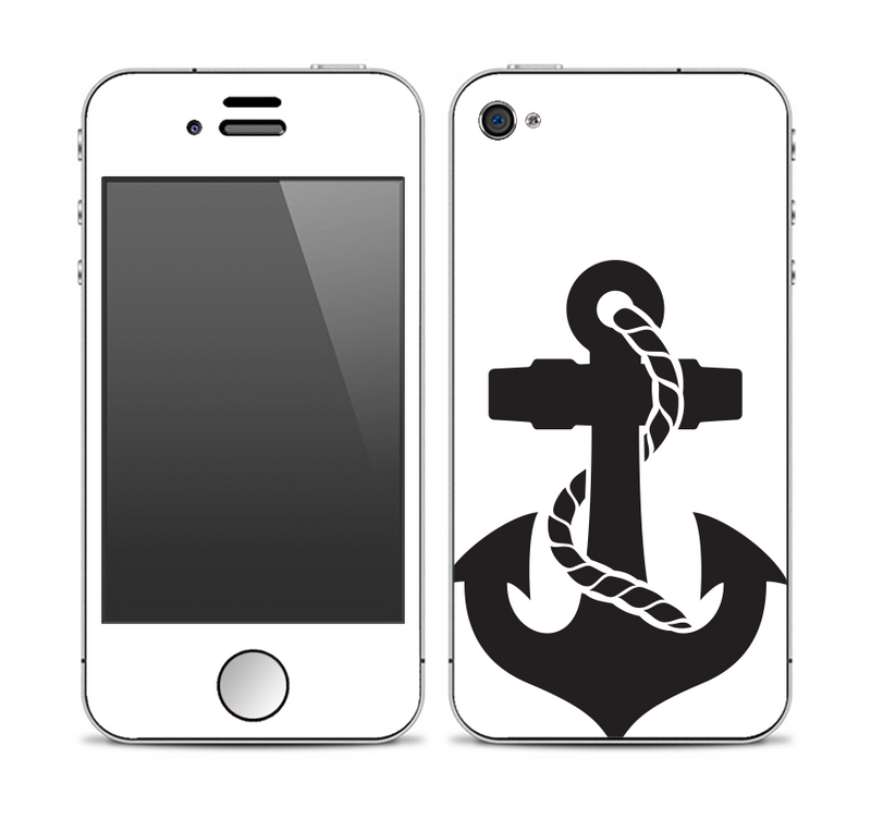 The Black Nautical Anchor Skin for the Apple iPhone 4-4s