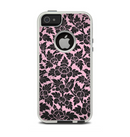 The Black & Pink Floral Design Pattern V2 Apple iPhone 5-5s Otterbox Commuter Case Skin Set