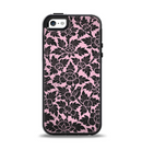 The Black & Pink Floral Design Pattern V2 Apple iPhone 5-5s Otterbox Symmetry Case Skin Set