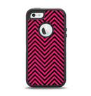 The Black & Pink Sharp Chevron Pattern Apple iPhone 5-5s Otterbox Defender Case Skin Set