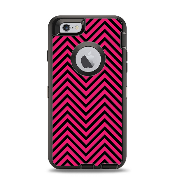 The Black & Pink Sharp Chevron Pattern Apple iPhone 6 Otterbox Defender Case Skin Set