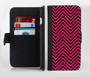 The Black & Pink Sharp Chevron Pattern Ink-Fuzed Leather Folding Wallet Credit-Card Case for the Apple iPhone 6/6s, 6/6s Plus, 5/5s and 5c