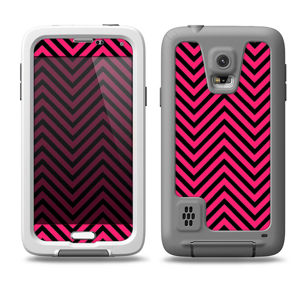 The Black & Pink Sharp Chevron Pattern Samsung Galaxy S5 LifeProof Fre Case Skin Set