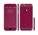 The Black & Pink Sharp Chevron Pattern Sectioned Skin Series for the Apple iPhone 6 Plus
